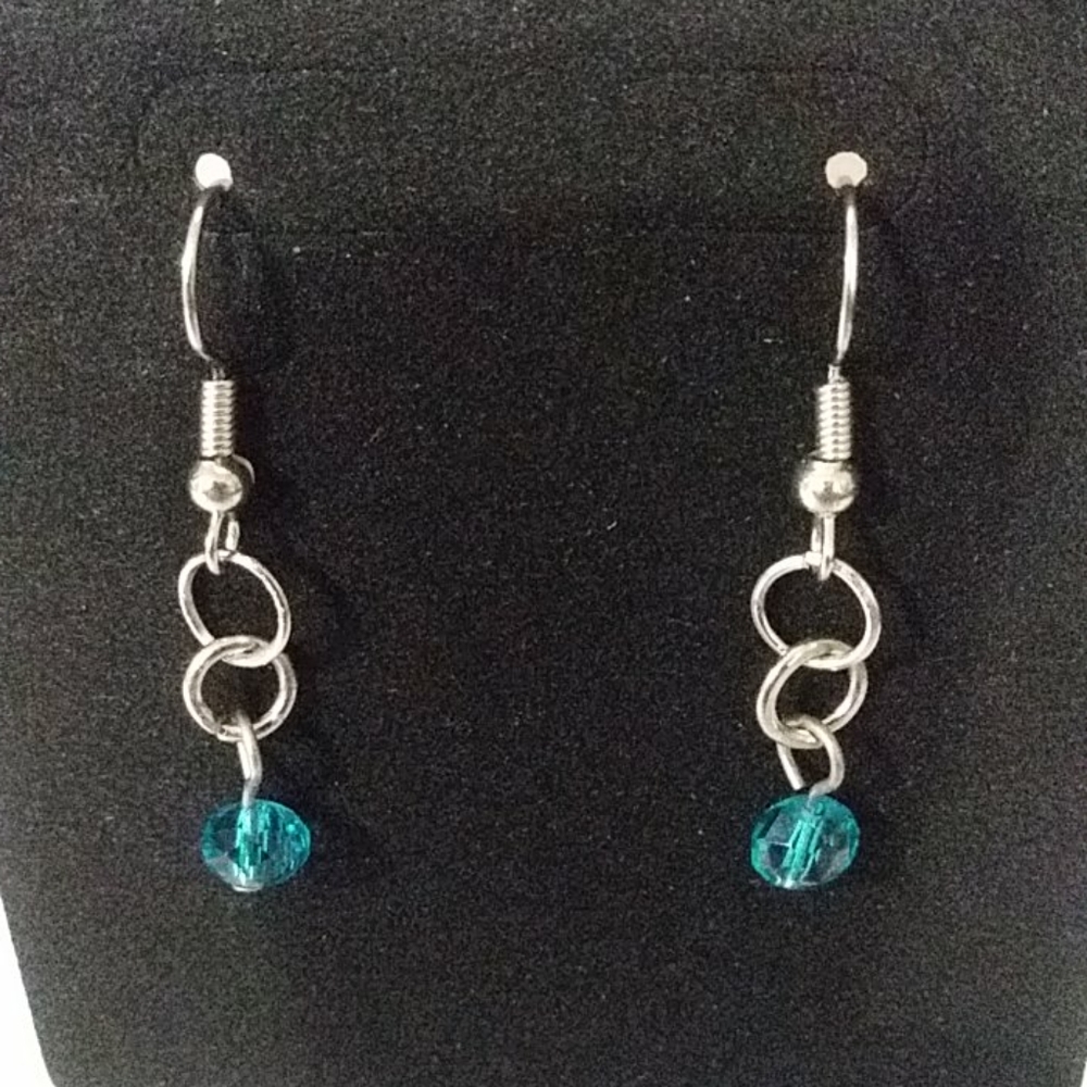 Double loop, drop pendant earrings.